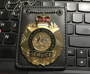 Australian Government Service Badge With Leather Holder